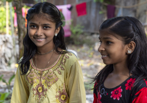 Portrait of smiling bangladeshi girls, Dhaka Division, Tongibari, Bangladesh