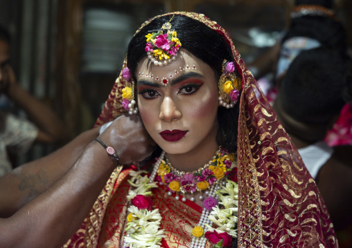 Parvati wife of Lord Shiva played by a man during Lal Kash festival, Dhaka Division, Munshiganj Sadar, Bangladesh