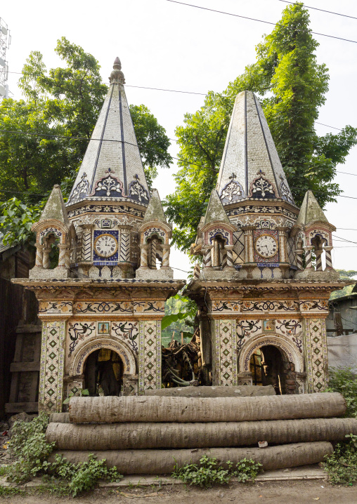 Old hindu temple with clocks, Dhaka Division, Munshiganj Sadar, Bangladesh