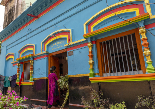 Old house painted in blue, Dhaka Division, Tongibari, Bangladesh