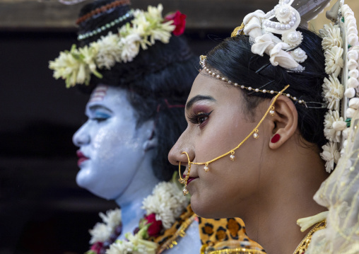 Lord Shiva and Parvati procession with hindu devotees at Lal Kach festival, Dhaka Division, Tongibari, Bangladesh