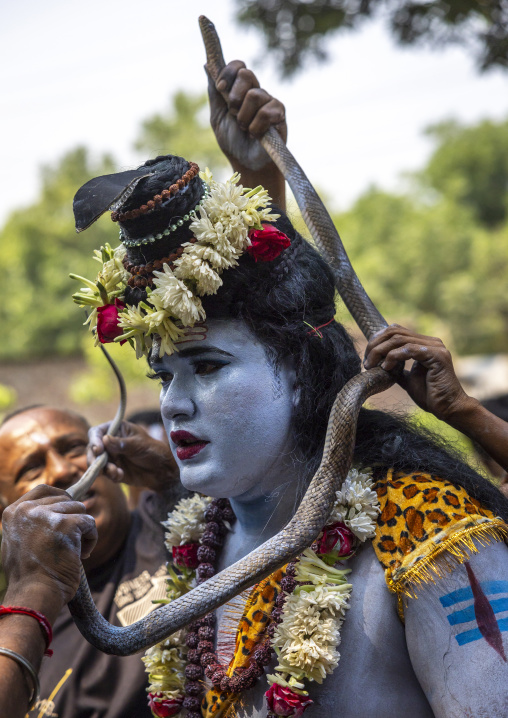 Lord Shiva procession with devotees at Lal Kach festival, Dhaka Division, Tongibari, Bangladesh