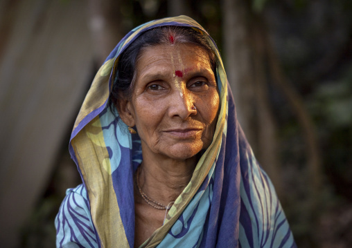 Portrait of an hindu woman with a red dot on the forehead, Dhaka Division, Munshiganj Sadar, Bangladesh