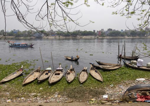 Canoes on the riverbank, Dhaka Division, Dhaka, Bangladesh