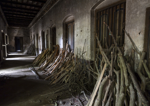 Firewood in an heritage house at Pakutia Zamindar Bari, Dhaka Division, Nagarpur, Bangladesh