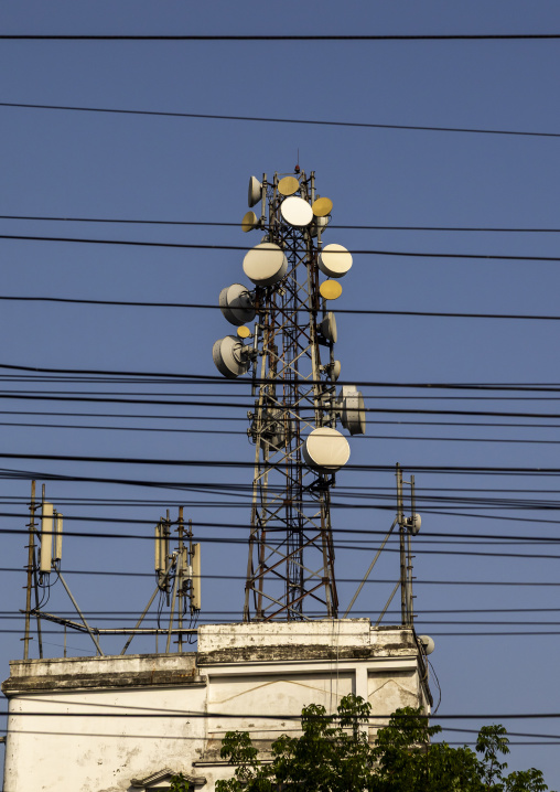 Telecom antennas on a building, Rangpur Division, Rangpur, Bangladesh