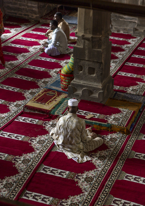 Bangladeshi men praying inside Kusumba Mosque, Rajshahi Division, Kusumba, Bangladesh