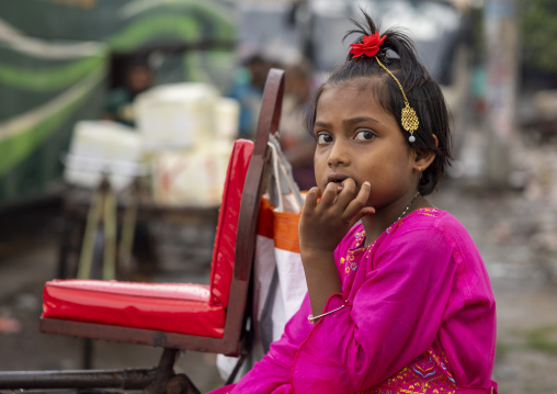Portrait of a bangladeshi girl with hair Jewelry, Khulna Division, Mongla, Bangladesh