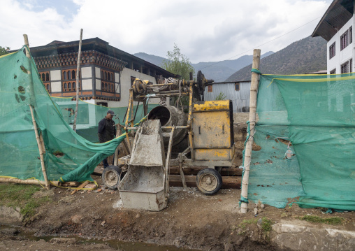 Construction site of a building, Wangchang Gewog, Paro, Bhutan