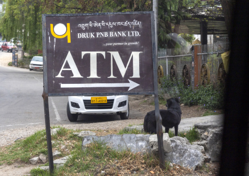 Atm machine sign, Chang Gewog, Thimphu, Bhutan