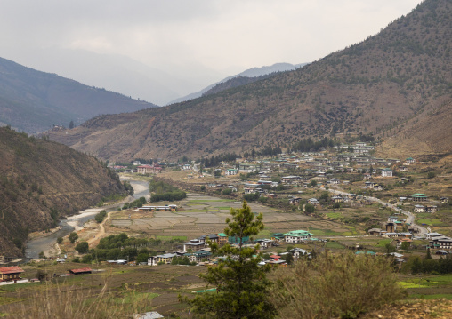 View of the town, Paro, Drakarpo, Bhutan