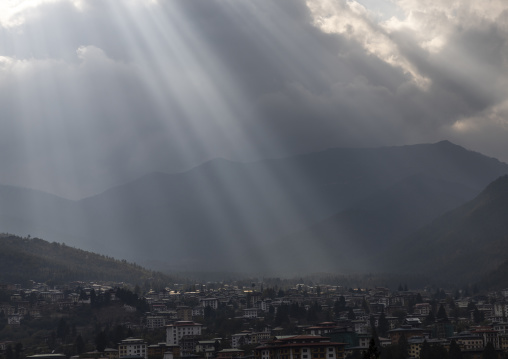 Rays of light over the town, Chang Gewog, Thimphu, Bhutan