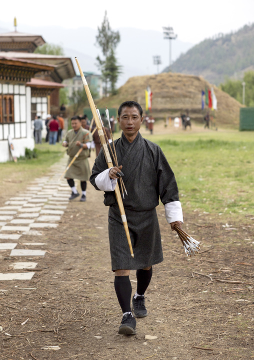 Bhutanese archer on an archery range, Chang Gewog, Thimphu, Bhutan