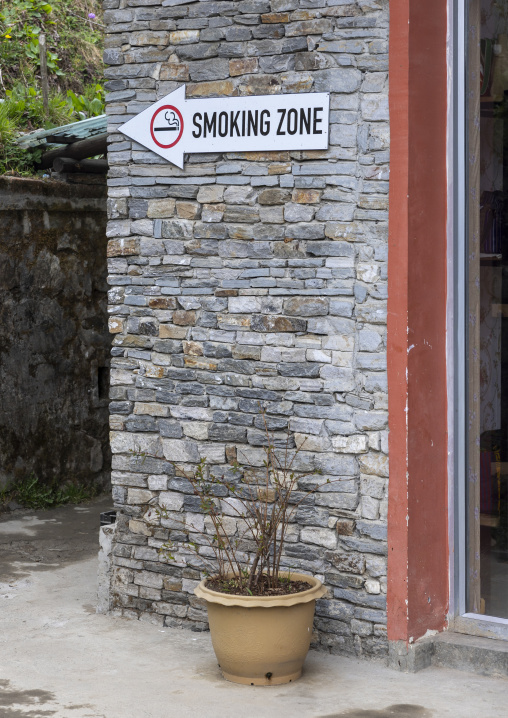Smoking zone sign, Punakha, Dochula Pass, Bhutan