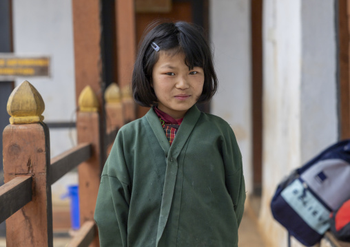 Portrait of a bhutanese girl in Rubesa Primary School, Wangdue Phodrang, Rubesagewog, Bhutan