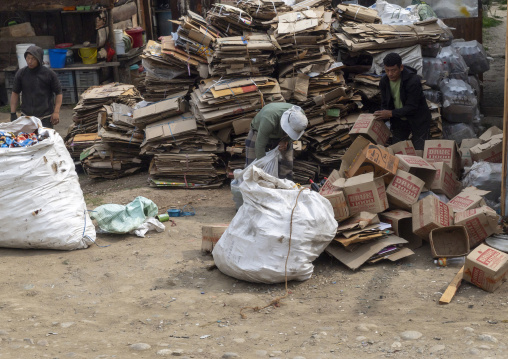 Cardboards recycling, Wangchang Gewog, Paro, Bhutan