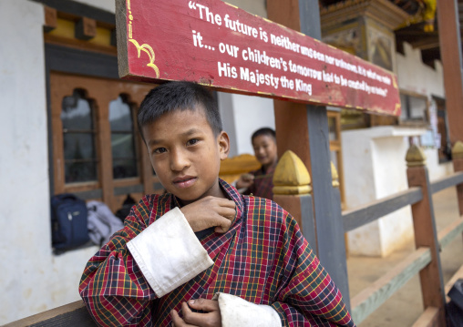 Portrait of a bhutanese boy in Rubesa Primary School, Wangdue Phodrang, Rubesagewog, Bhutan