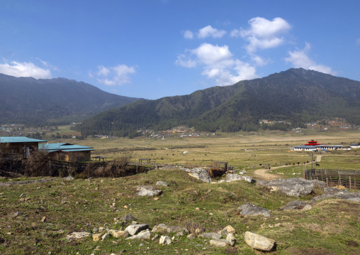Meadow between the mountains, Wangdue Phodrang, Phobjikha Valley, Bhutan