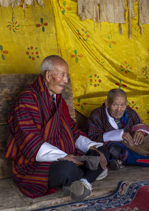 Bhutanese leaders in Ura Yakchoe festival, Bumthang, Ura, Bhutan