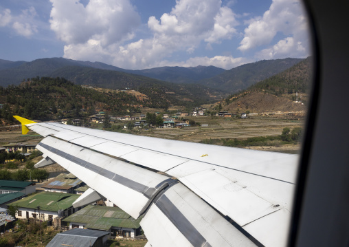Plane landing, Wangchang Gewog, Paro, Bhutan
