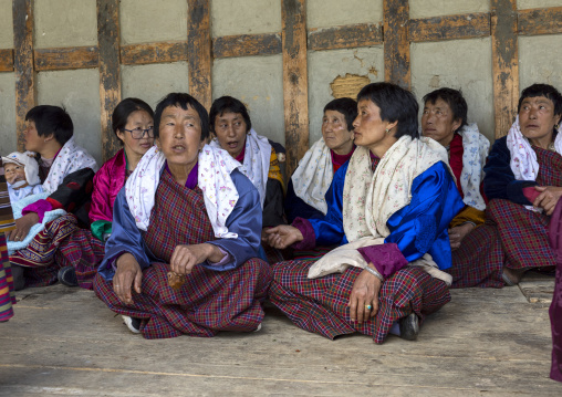 Bhutanese women in Ura Yakchoe festival, Bumthang, Ura, Bhutan