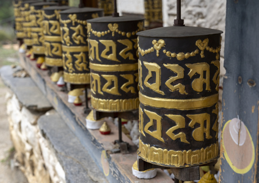Prayer wheels and tsa tsas, Wangchang Gewog, Paro, Bhutan