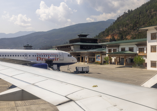 Drukair planes in the airport, Wangchang Gewog, Paro, Bhutan