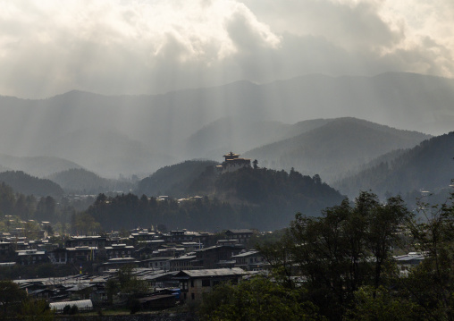 Rays of light over the town, Chhoekhor Gewog, Bumthang, Bhutan