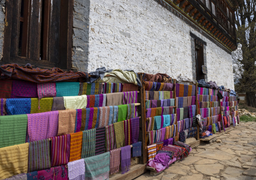 Hand woven fabrics for sale, Bumthang, Ogyen Choling, Bhutan
