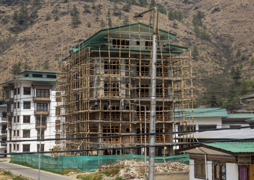 Construction site of a building, Wangchang Gewog, Paro, Bhutan