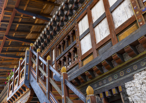 Ogyen Choling Palace and Museum stairs, Bumthang, Ogyen Choling, Bhutan