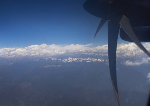 Himalaya mountain seen from a plane, Wangchang Gewog, Paro, Bhutan