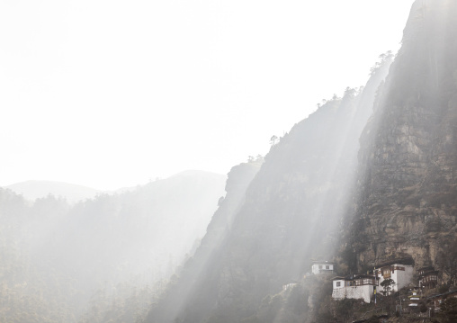 Kila Goenpa Nunnery with rays of light, Wangchang Gewog, Paro, Bhutan
