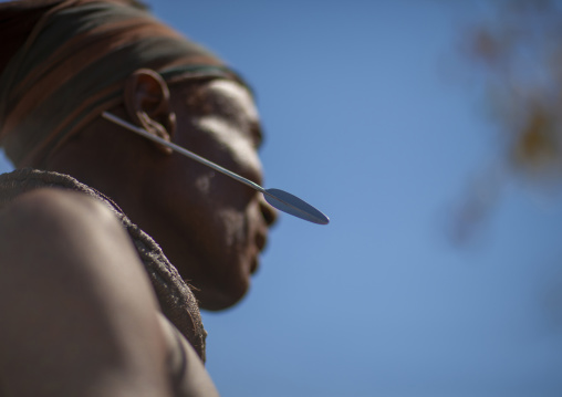 MuHimba man with his comb in his headband, Cunene province, Oncocua, Angola