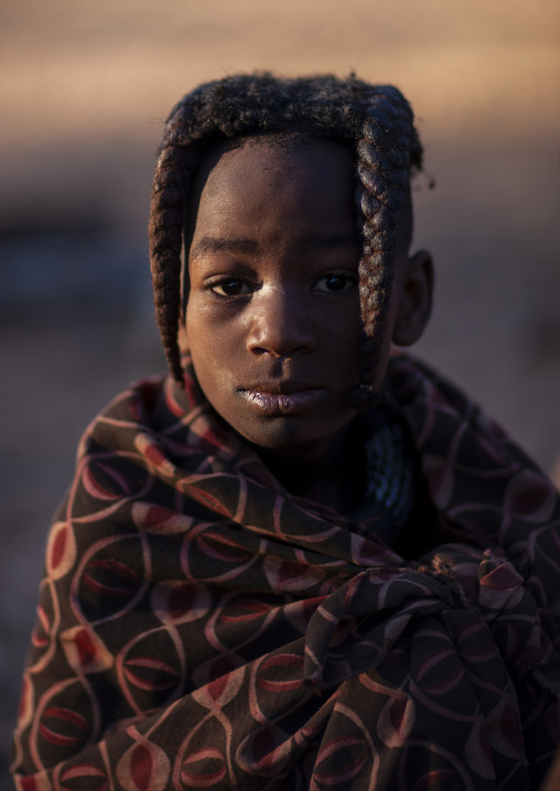 Portrait of a Himba tribe girl, Omusati region, Ruacana, Namibia