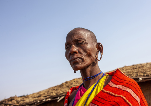 Maasai tribeswoman with long ears, Nakuru county, Nakuru, Kenya