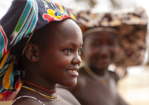 Mucubal girls with ompota headdress, Namibe Province, Virei, Angola