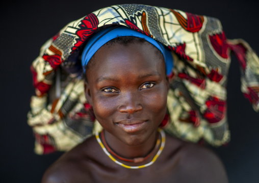 Mucubal tribe woman with the ompota headdress, Namibe Province, Virei, Angola