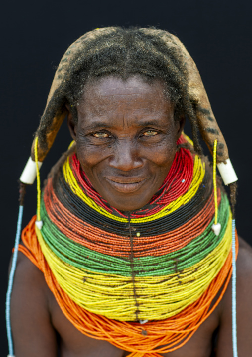 Mwila tribe woman with vilanda necklaces, Huila Province, Chibia, Angola