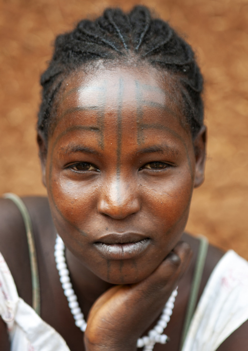 Tattooed face of a Tsemay tribe woman, Omo Valley, Key Afer, Ethiopia