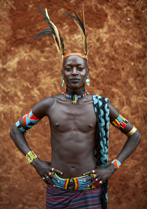 Banna tribe whipper in traditional clothing, Omo valley, Key Afer, Ethiopia