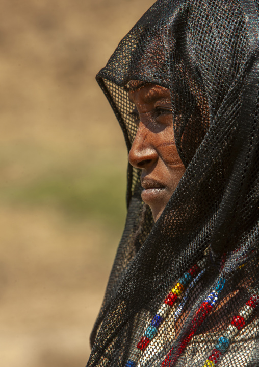 Portrait of a Karrayyu tribe woman with facial scarifications, Oromia, Metehara, Ethiopia