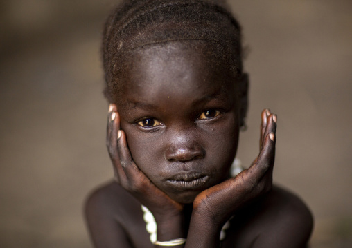 Nuer tribe little girl portrait, Gambella region, Gambella, Ethiopia