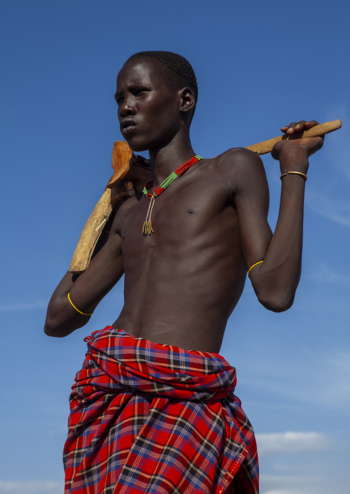 Portrait of a Dassanech tribe young man, Lokoro, Omo valley, Ethiopia