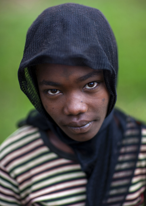 Portrait of a veiled benje young girl, Benje region, Benje, Ethiopia