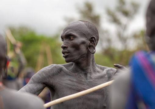 Donga stick fighter in Surma tribe, Omo valley, Kibish, Ethiopia