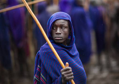 Donga stick fighter in Surma tribe, Omo valley, Kibish, Ethiopia