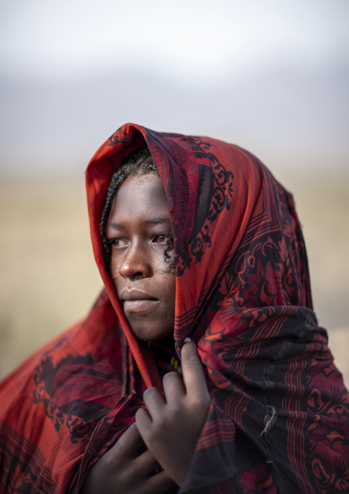 Portrait of a veiled Karrayyu young woman, Oromia, Metahara, Ethiopia