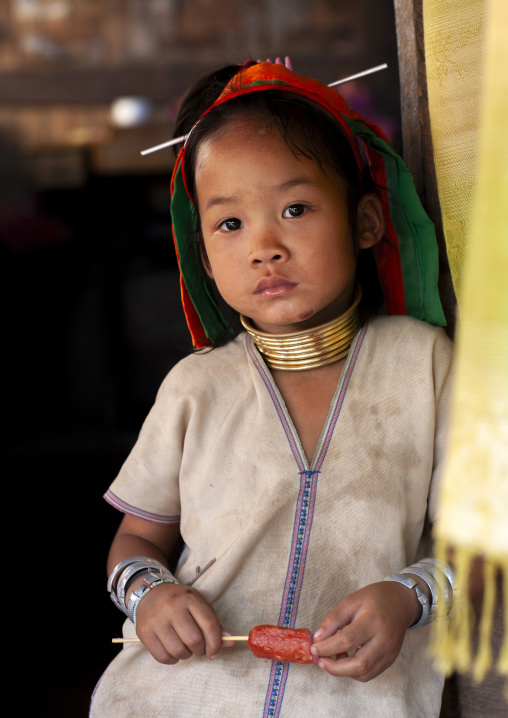 Portrait of a Long neck girl, Chang Rai, Mae hong son, Thailand