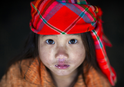 Young flower Hmong girl with a headscarf, Lao Cai province, Sapa, Vietnam